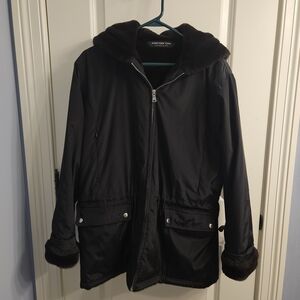 Marc New York Andrew Marc Women's Black Faux Fur Hooded Parka- XS